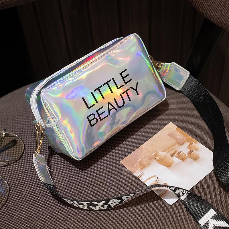 Laser bag women's new printed shoulder messenger bag casual small square bag women's bag