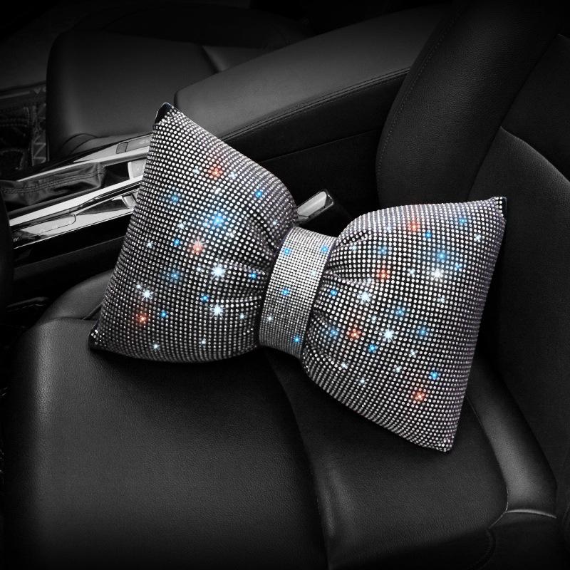 1Pcs Diamond  Bowknot Car Neck Pillow  Auto Headrest Seat Support Waist Pillows Car Accessories For Women