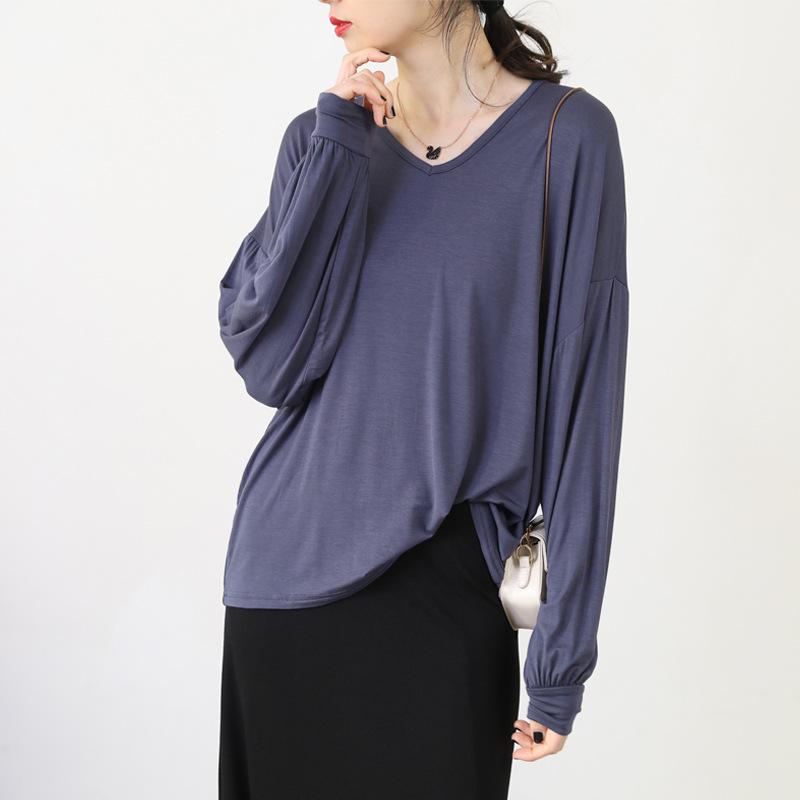 Loose V-neck Long Sleeve Women's Sun Protection T-shirt - Plus Size Summer Riding Top, Korean Style