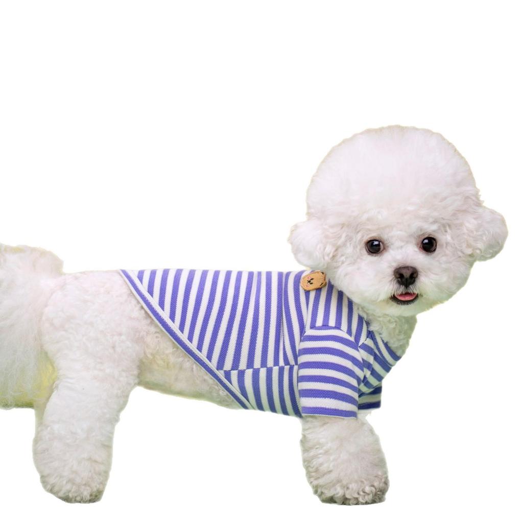 Striped Pet Dog T-Shirt for Small & Medium Breeds - Two-Legged Design, Spring/Summer Collection for Teddy Puppies