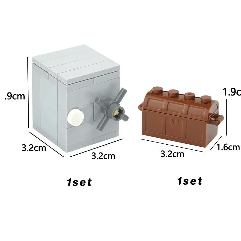 MOC City Sichere Box Blöcke Tresor Bauen Schatz Gold Diamant Geld Schmuck Dieb Figuren Anbauteile DIY Steine Spielzeug