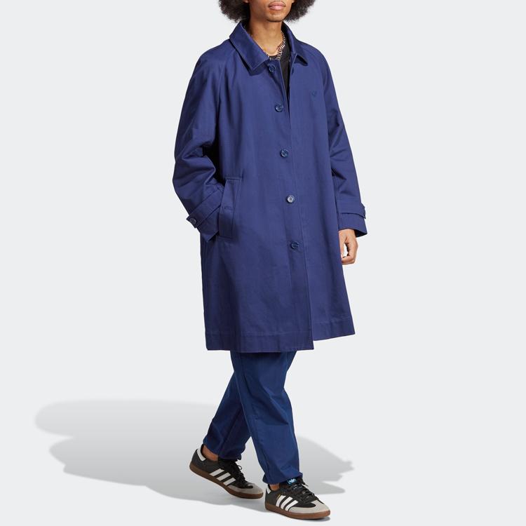 Adidas Originals Three-Leaf Grass Blue Version Series Solid Turndown Collar Sports Jacket Men Jacket IA2460