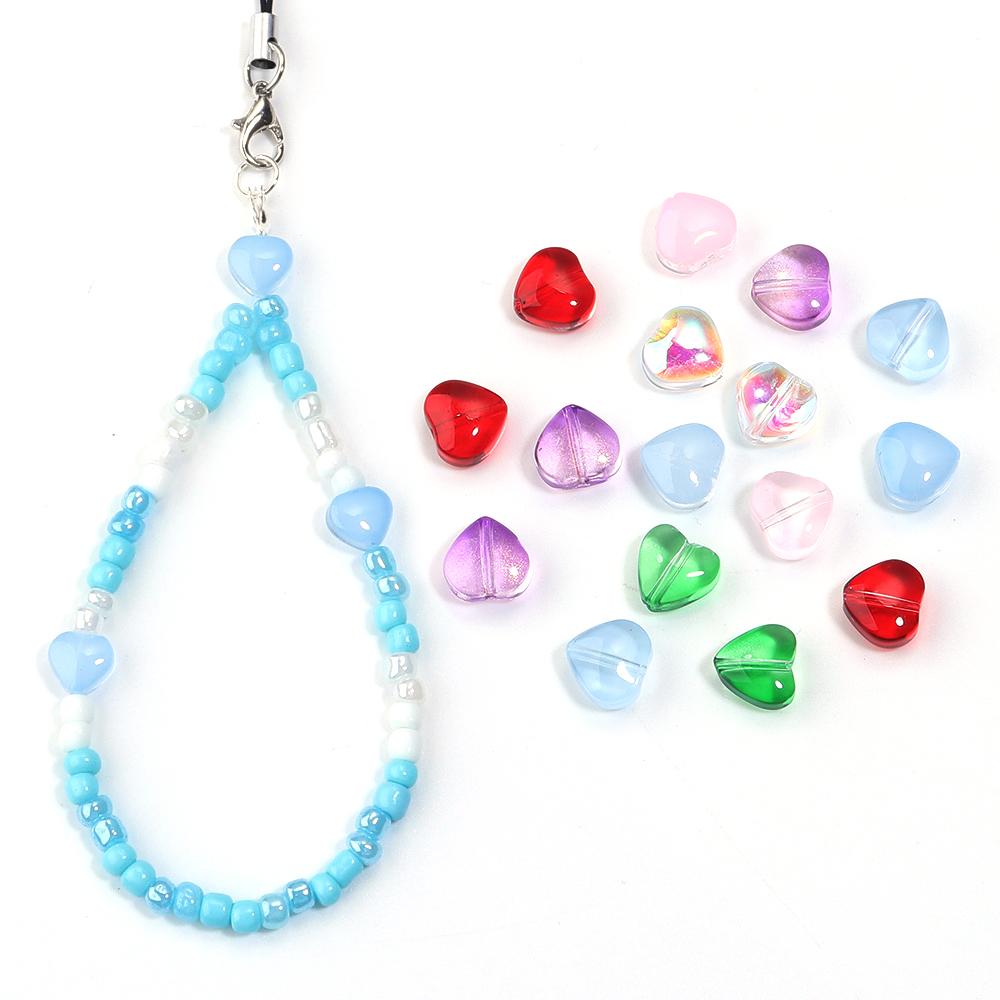 50Pcs/lot Heart Shape Czech Glass Beads Colorful Clear Loose Lampwork Beads for DIY Bracelets Charms Jewelry Making Accessories