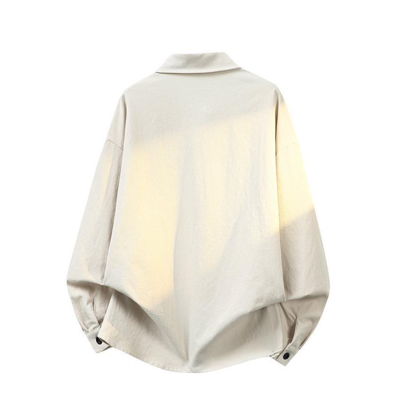 Chinese Style Color Block Loose Fit Long Sleeve Shirt For Men Autumn Casual
