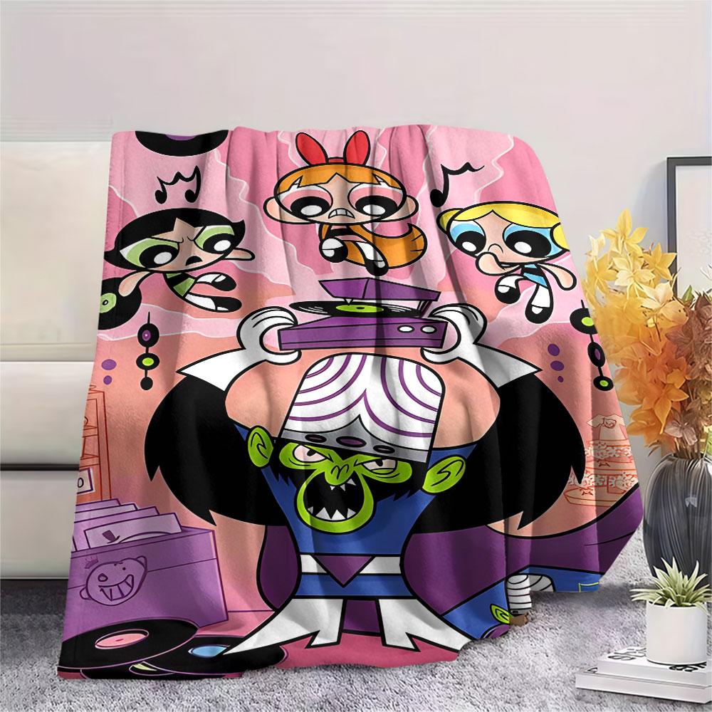 Powerpuff Girls Cartoon printing Flannel Blanket Bedroom Sofa Camping Warm blanket Gifts for family and friends-MJ008