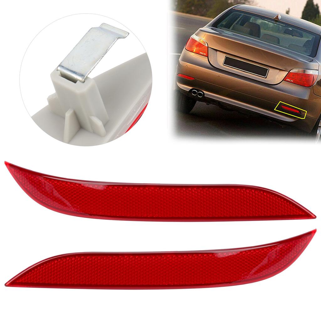 Pair Rear Bumper Reflector 63146915039 63146915040 Replacement Fit for E60 5‑Series 2003‑2007