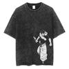 Fushiguro Toji Koszulka z Nadrukiem Anime Jujutsu Kaisen T-shirt Męski Damski Luźna Płukana Bawełna Oversize Koszulka Retro Manga Grafika Krótki Rękaw Streetwear Top