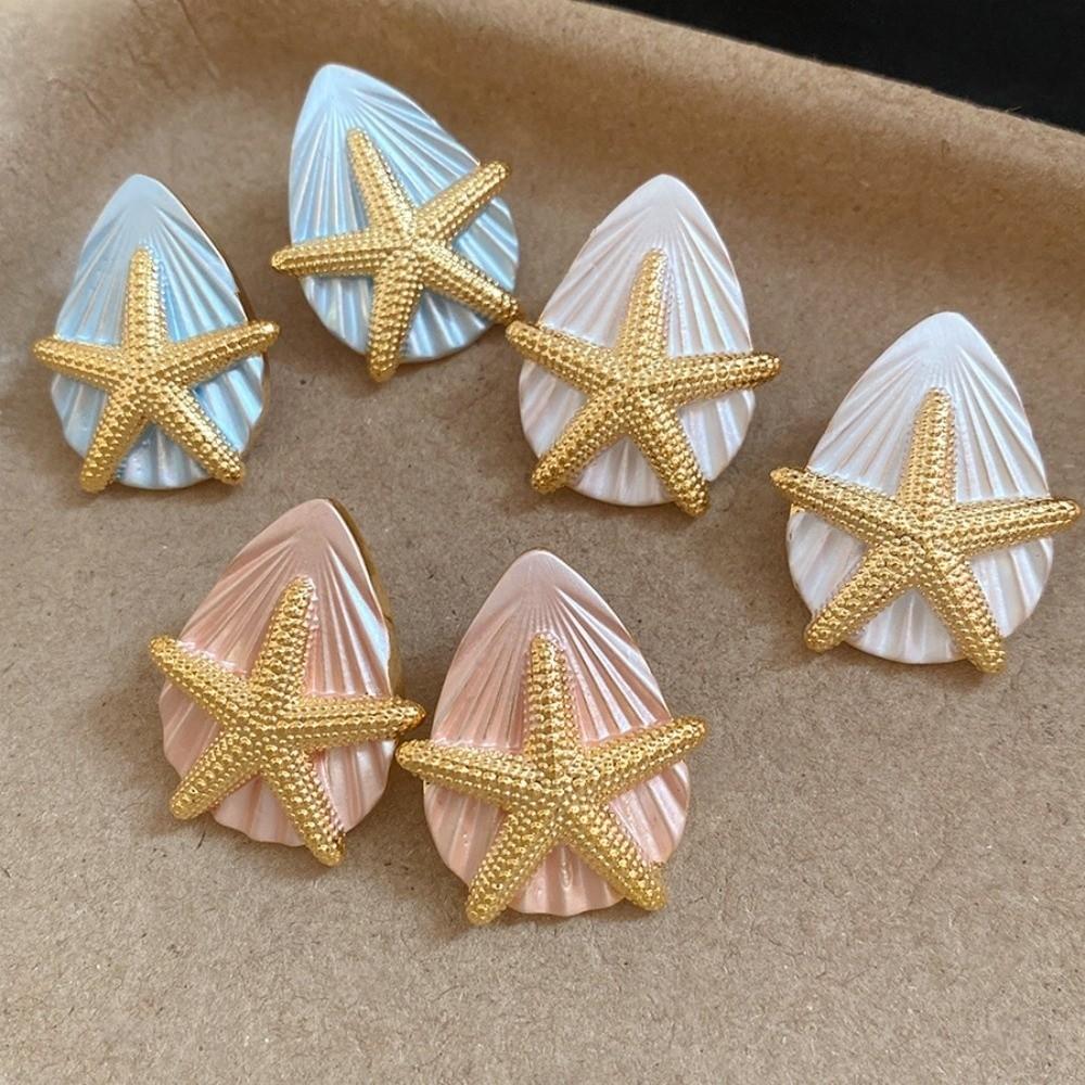 Personality Starfish Ear Studs Oil Drip Copper Star Dangle Earrings Starfish Shell Earrings  Daily