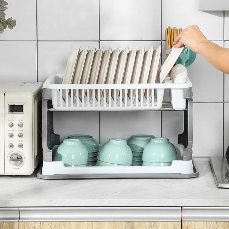 

Starley-сушилка для тарелок и стаканов-2 уровня-сушилка для посуды ротанг пластик раковина белый/серый кухонные принадлежности органайзер для холодильника серый