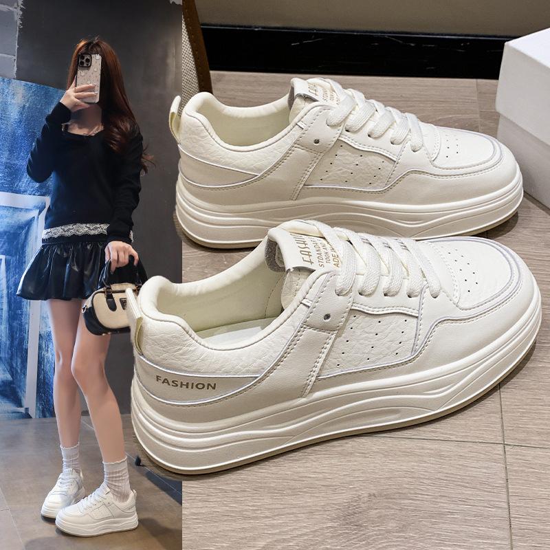 Cowhide version~ leather platform white shoes children's board shoes 2025 autumn new versatile casual sports women's shoes