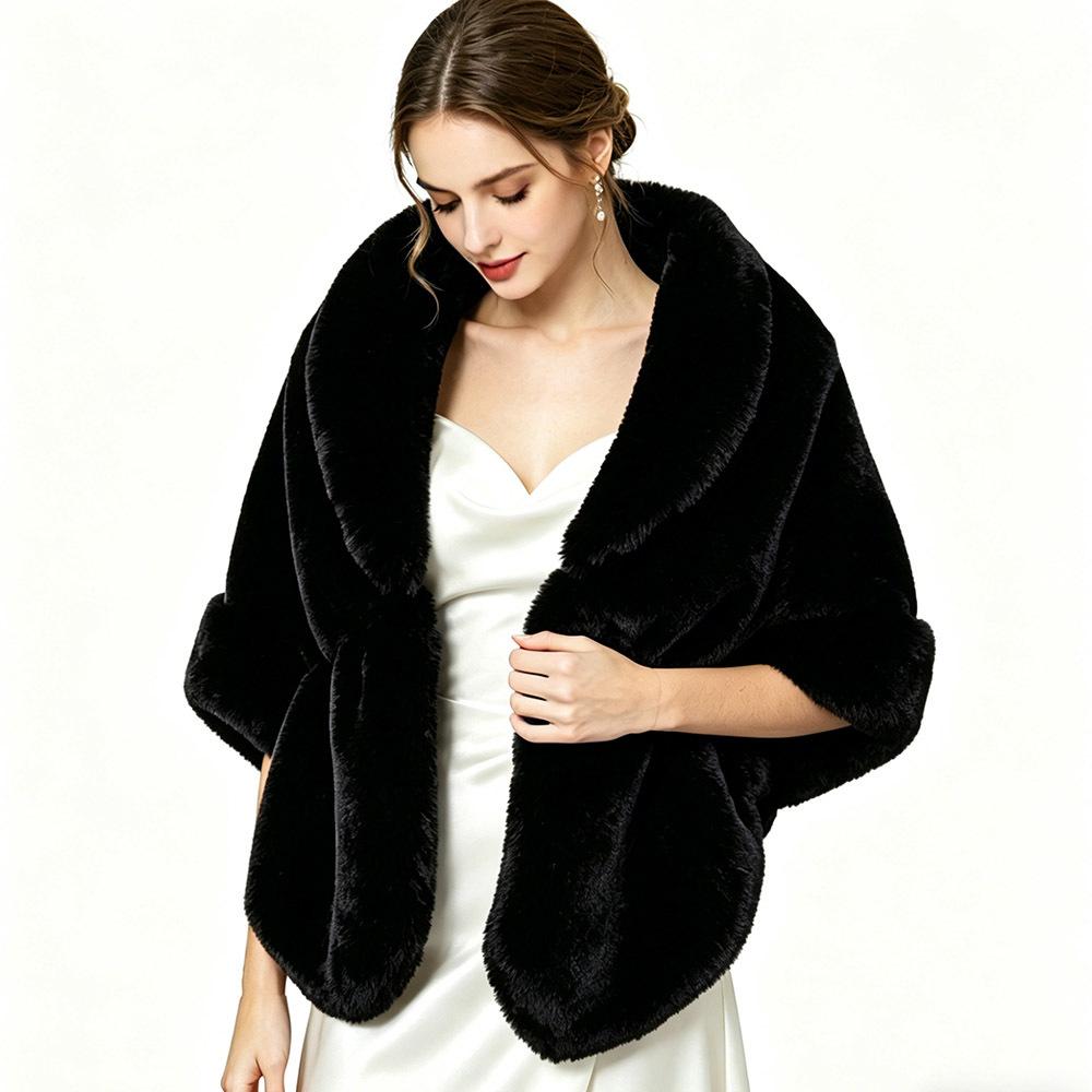 Imitation fur shawl lapel bridal cheongsam autumn and winter Rex rabbit hair cape spot elegant celebrity shoulder