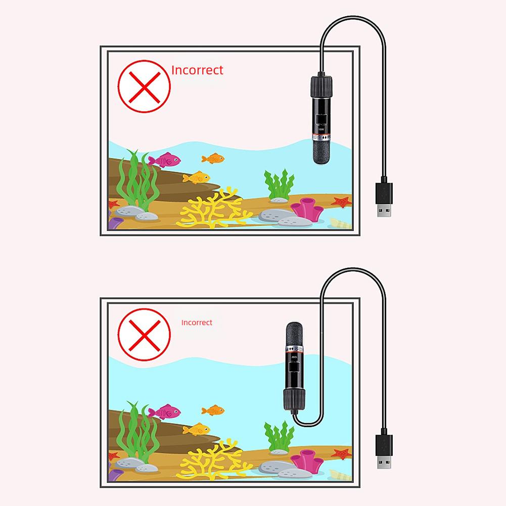 USB Mini Aquarium Heating Rod 10W Auto Thermostat Submersible Fish Tank Heater 26° Automatic Constant Temperature Small Heater