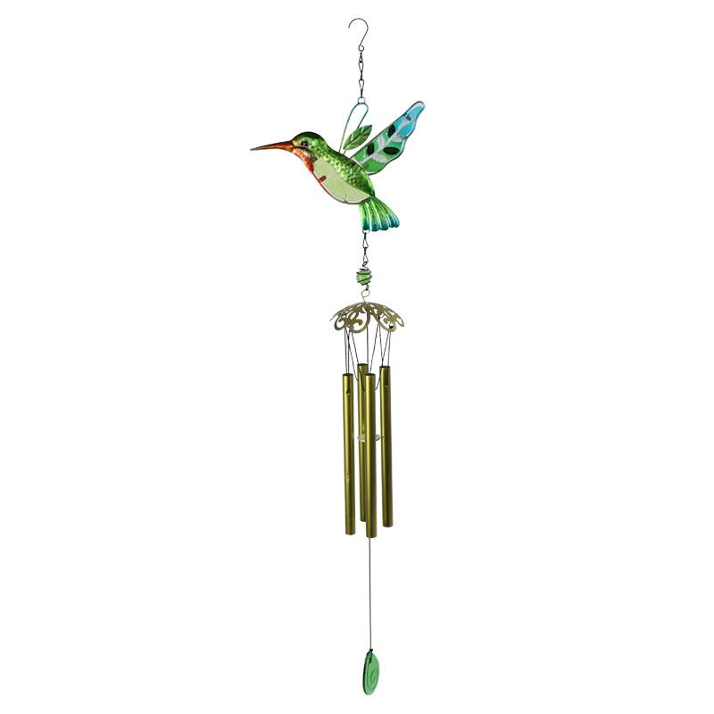 Metal Hummingbird Wind Chimes Home Creative Glass Painted Bells Hanging Decorations Window Door Decorations Garden Patio
