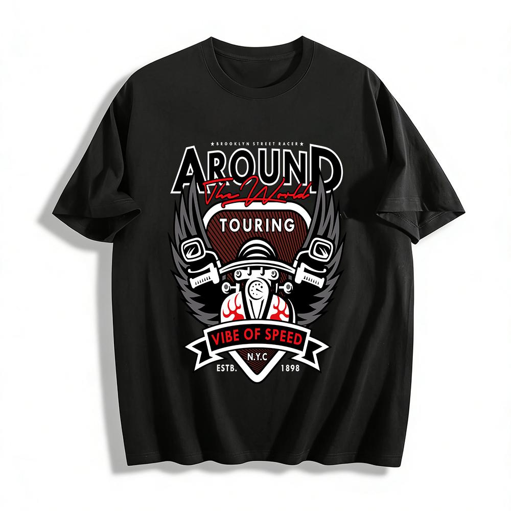 Around The World Touring Speed Vibe NYC Moto Graphic Tee Pure cotton T-shirt XXS