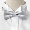 [Ojie] Bow Tie, 100% Silk, Satin, Solid Color, Made in Japan, Formal, Wedding, Reception, After-Party, Party, Casual, Silver