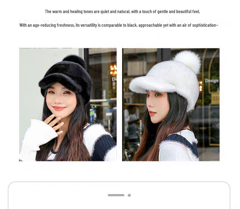 Women's Winter Faux Mink Fur Hat - Thick, Warm, Trendy Knight Hat Baseball Cap