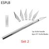 Engraving Non-Slip Metal Scalpel Knife Kit + 50/20/10/5pcs #11 Blades Cutter Craft Knives for Mobile Phone PCB Repair Hand Tools