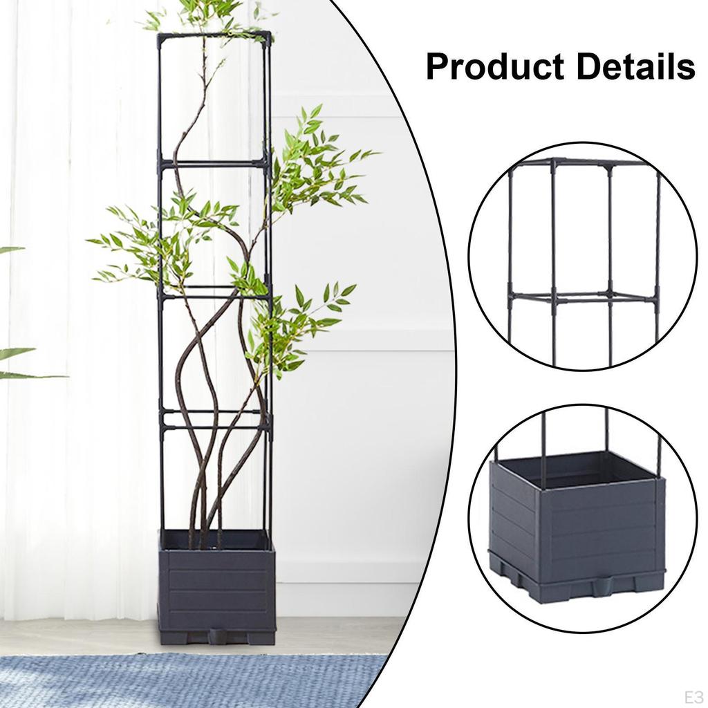 Planter Box with Trellis Plant Pot Minimalist Practical Raised Garden Bed Tomato Cage for Climbing