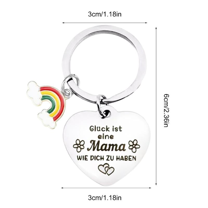Stylish Stainless Steel Keychain Stylish Heart and Flower Pendant Keyring Accessory Meaningful Gift for Mother's Day