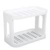Double Layer Desktop Storage Rack Large Capacity Fence Design White Cosmetics Desktop Plastic Storag