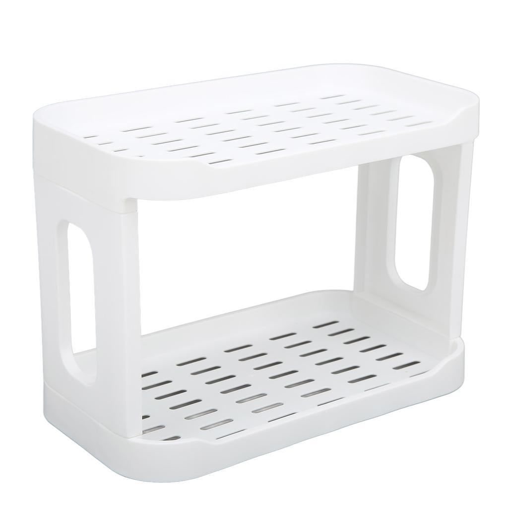 Double Layer Desktop Storage Rack Large Capacity Fence Design White Cosmetics Desktop Plastic Storag
