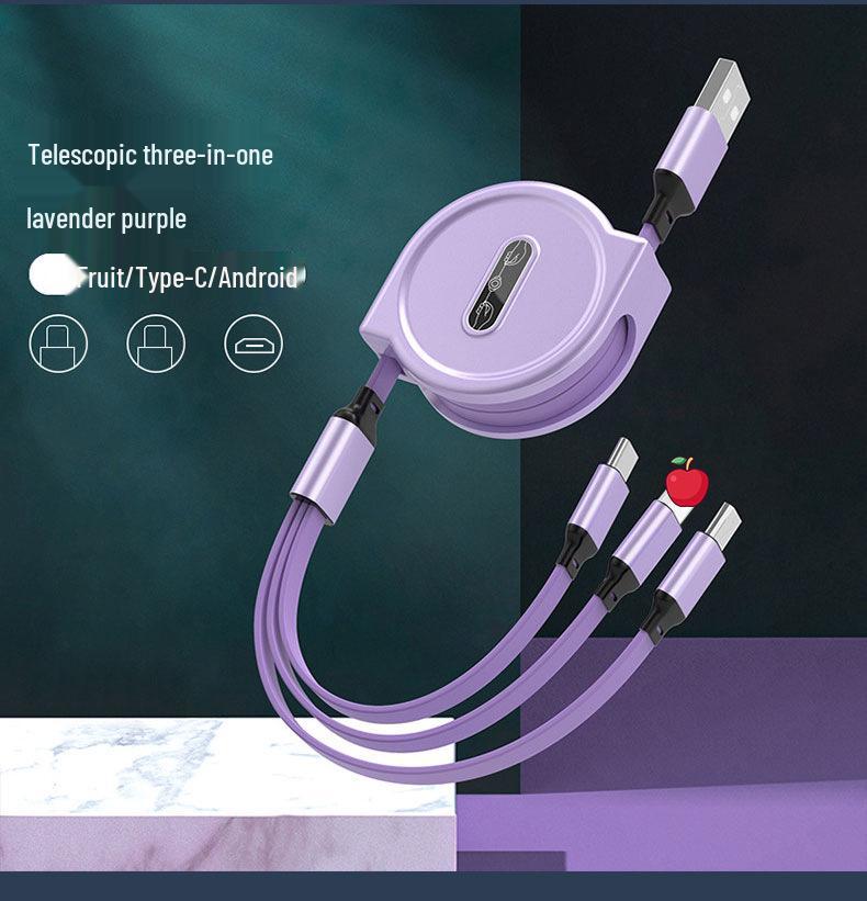 100W Type-C 3-in-1 Fast Charging Cable for Huawei, Android, and Apple Devices