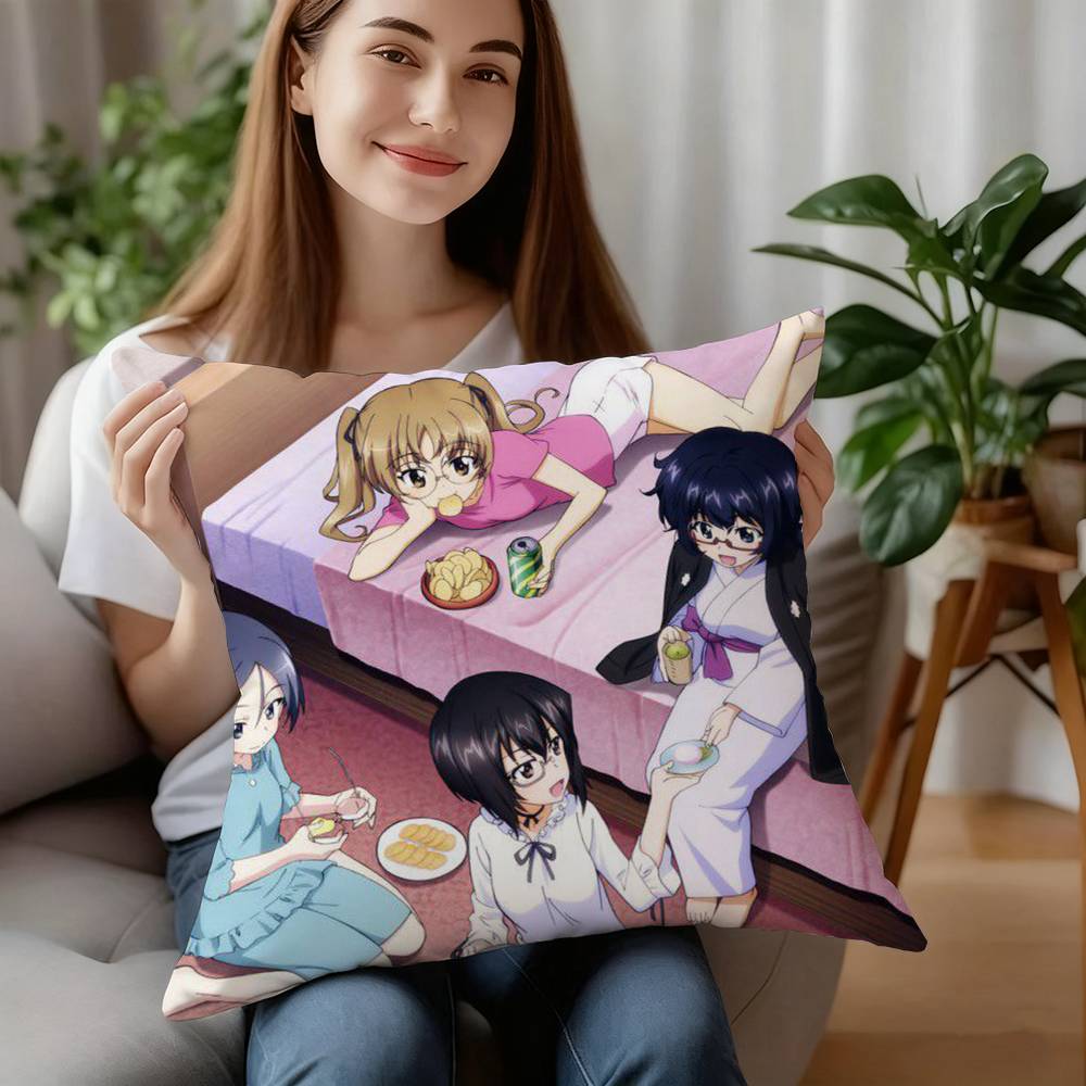 GIRLS Und PANZER Classic Pillow Case Sofa Decorative Home Double-sided Printing Short Plush Cushion Pillow Cover Holiday Gift