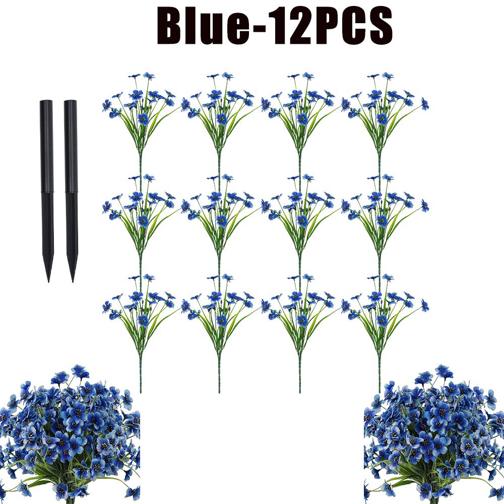 Artificial Violet Flowers Fake Spring Grass Faux Plants for Wedding Garden Decor Outdoor Artificial Floral Home Decoration