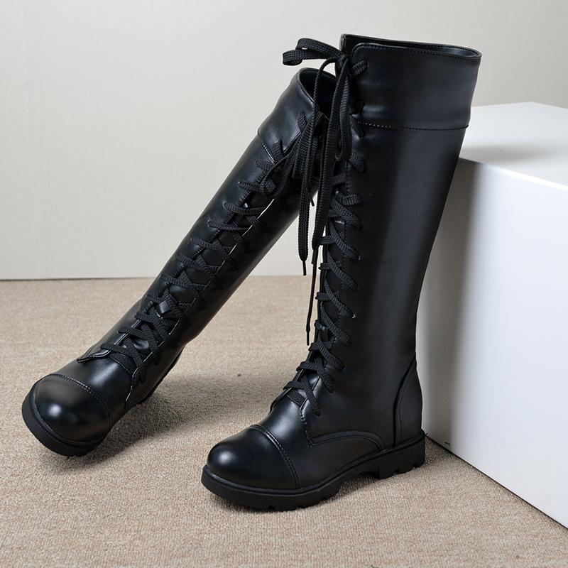 Women's Low-heeled Medium Boots Autumn and Winter New Solid Color Large-size Thick-heeled Roman Casual Boots