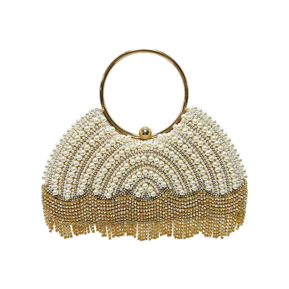 Diamond-studded Handbag with Dangling Rhinestones, Crossbody Bag for Ladies, Elegant Chain Bag