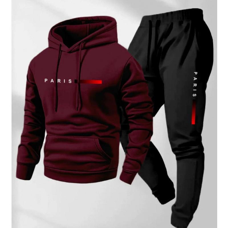 Mens Hooded Oversized Cotton Blend Sweatshirt Set Long Sleeve Top Pants Casual Sportwear