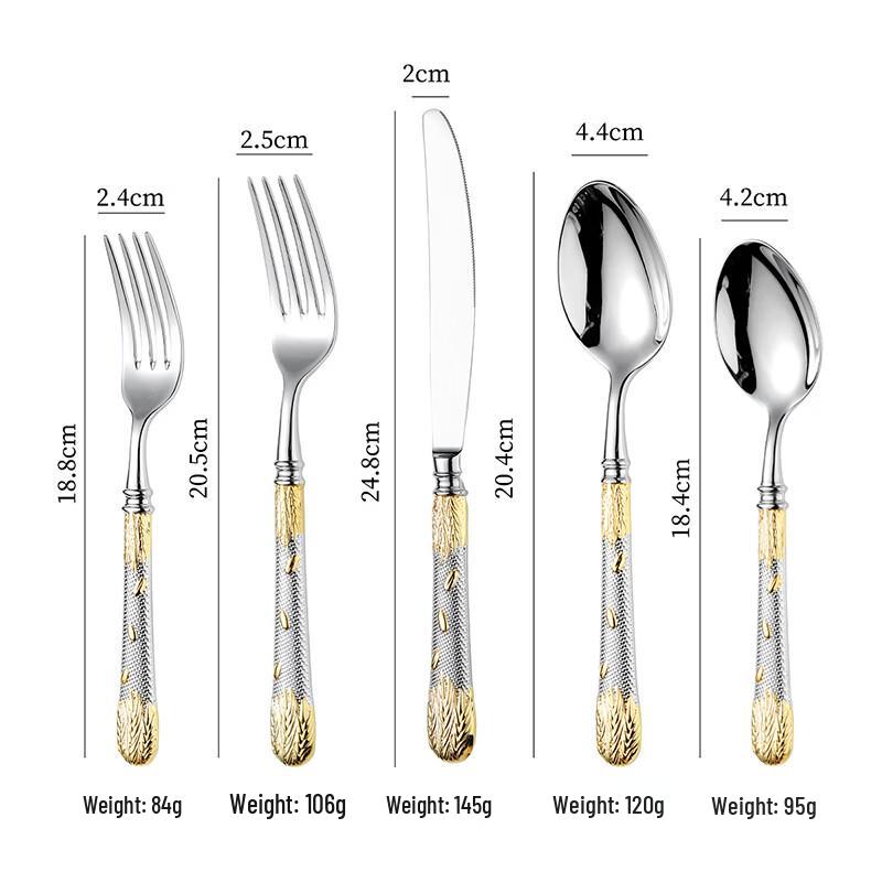 Abay 304 Stainless Steel Gold-Plated 4-Piece Cutlery Set