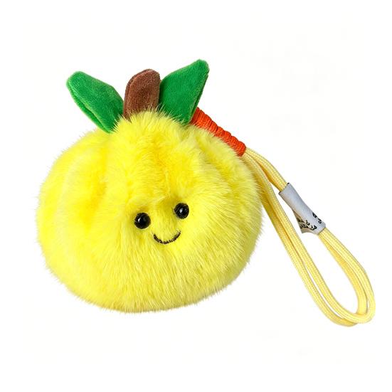 

Peelable Fruit Plush Keychain 3.54-Inch Stuffed Toy for Kids Adults Cute Orange Lemon Durian Shape Interactive Stress Relief Toy Bag Backpack жовтий