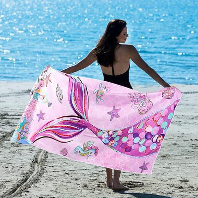 70x150cm Ręcznik Plażowy Syrenka Mikrofibra Poncho Surfingowe Kąpielowe Letnie Pływanie Fitness Joga Pływanie Ochrona Przeciw Słońcu Ręczniki Kąpielowe