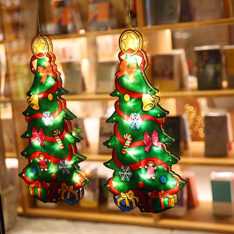 45cm Led Shape Lamp String Christmas Decoration Lamp Kitchen Window Glass Door Stick Sucker Lamp Festival Atmosphere Lamp