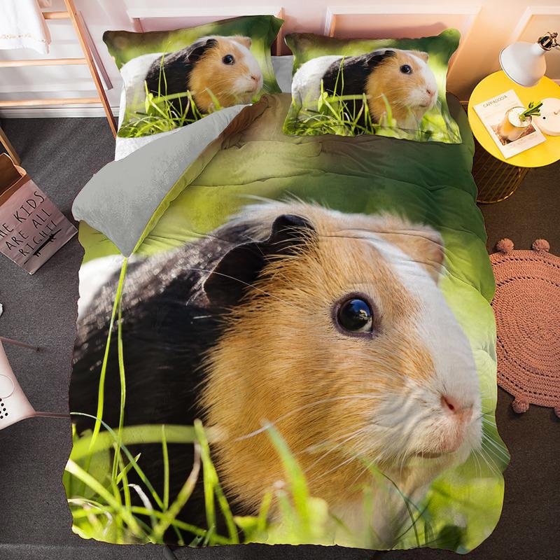 Guinea Pig Beding Set Lovely Mouse 3D Soft Duvet Cover Animal Warm Comforter Cover For Children Kids Young Boys Young Girls Ten Soft Twin Comfortable