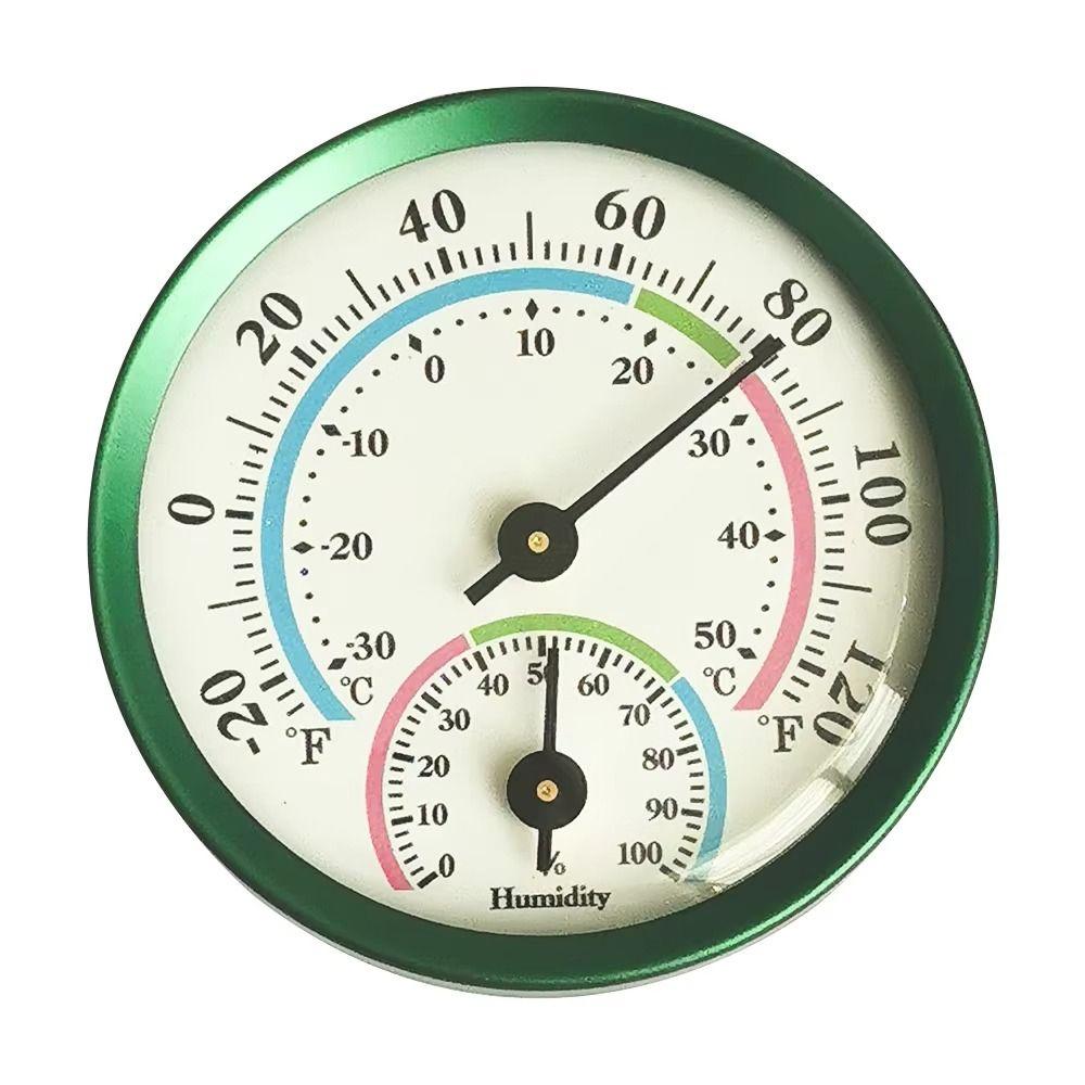 2 in 1 Thermometer Hygrometer Wall-mounted Aluminum Alloy Thermo-Hygrometer Auto Measure No Batteries Required