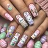 24 Pieces Easter Press On Nail Medium Coffin False Nail Spring Acrylic Nail Full Cover Artificial Nail for Parties