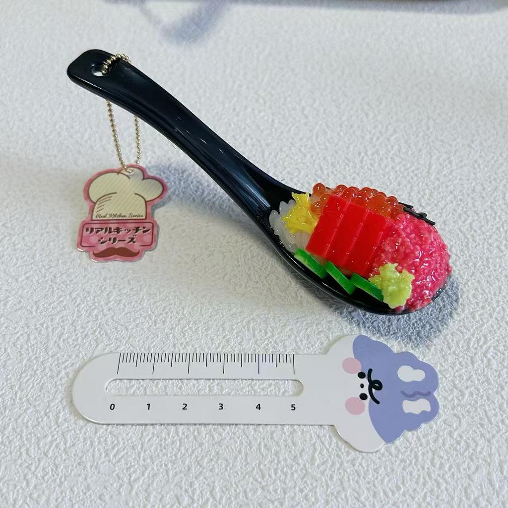 Japanese Sashimi Rice Spoon Gashapon Capsule Toy Miniature Box Food Bag Charm Keychain Simulation Seafood Pendant Decor Gifts