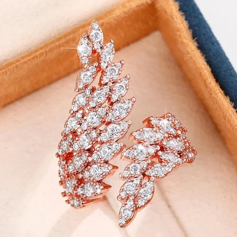 Nieuwe Esthetische Vleugels Ringen Luxe Sprankelende Cz Kristal Kleur Openings Verstelbaar Mode Veelzijdig Dames Sieraden resizable beige