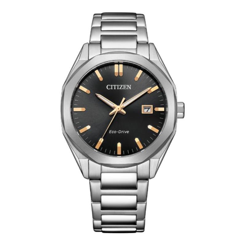 

CITIZEN series 100 meters waterproof solar Quartz Steel Strap men s watch black dial BM7620-83E чёрный