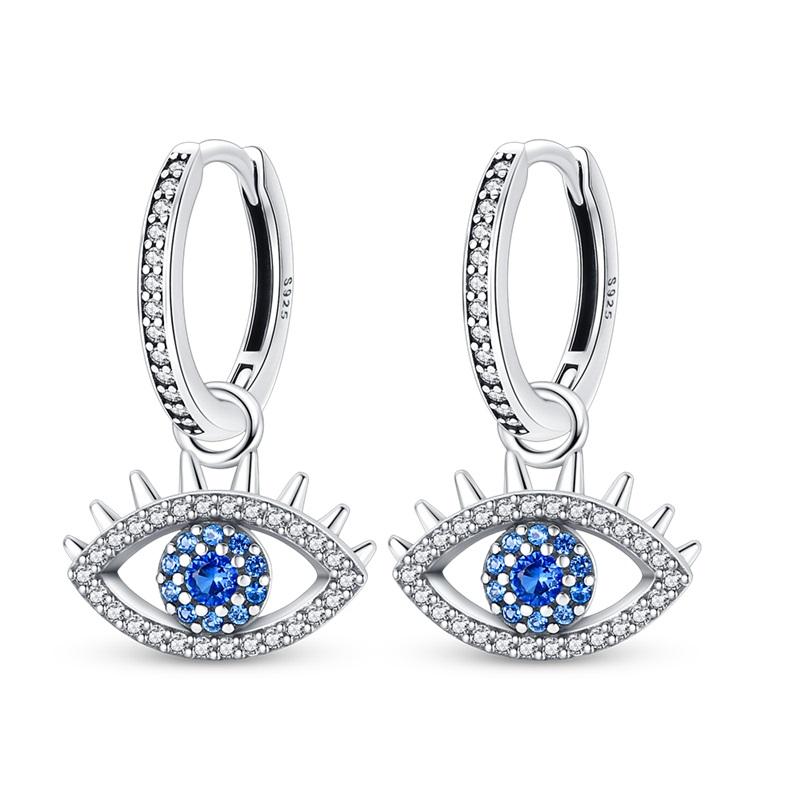 925 Silver Evil Eye Zircon Stud Earrings For Women Religious S925 Jewelry Party Gifts DIY Fashion Accessories