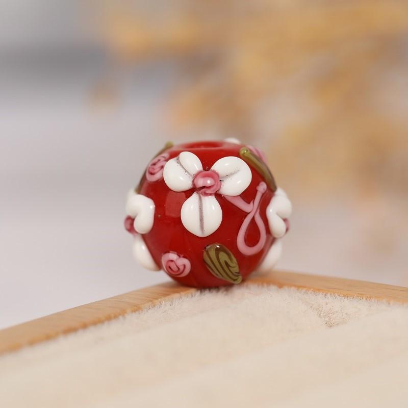 10PC 12mm Japanese Cherry Blossom Beads with Three Petals, Flower Outside, Glass Beads, Scattered Beads, DIY Handmade Bead Beads