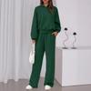 Europe, America and foreign trade 2025 autumn and winter fashion leisure sports suit zipper long-sleeved sweater wide-leg pants two-piece set women