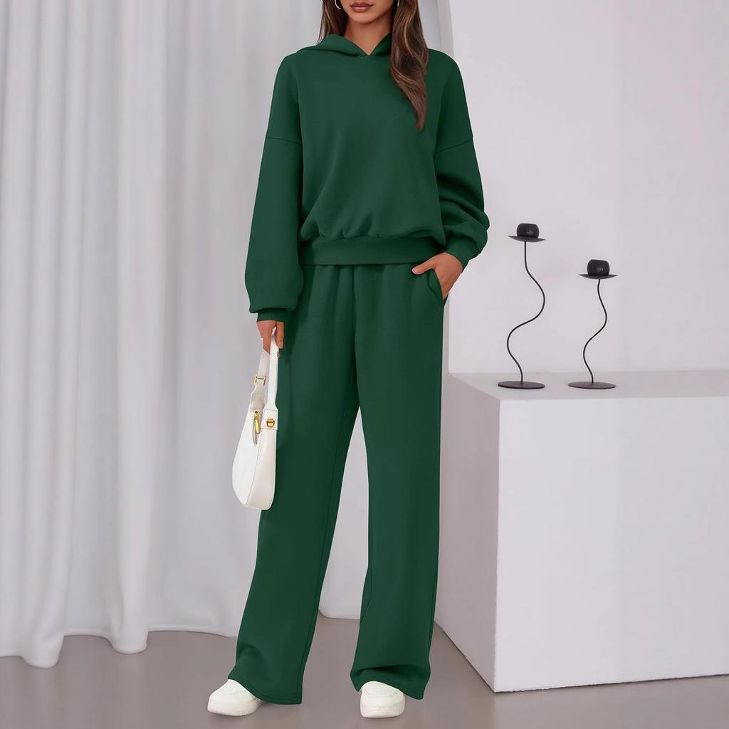 Europe, America and foreign trade 2025 autumn and winter fashion leisure sports suit zipper long-sleeved sweater wide-leg pants two-piece set women