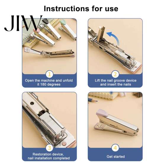 Lightweight School Supplies Portable Handheld Stapler, Metal Ergonomic Binding Tool, Compact Stapler for Office And Documents Home Paper Organizer