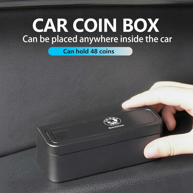 Black Car Coin Organizer Case Money Storage Box Coin Container Wallet Organizer Holder For Skoda Octavia Superb RAPID FABIA JA5
