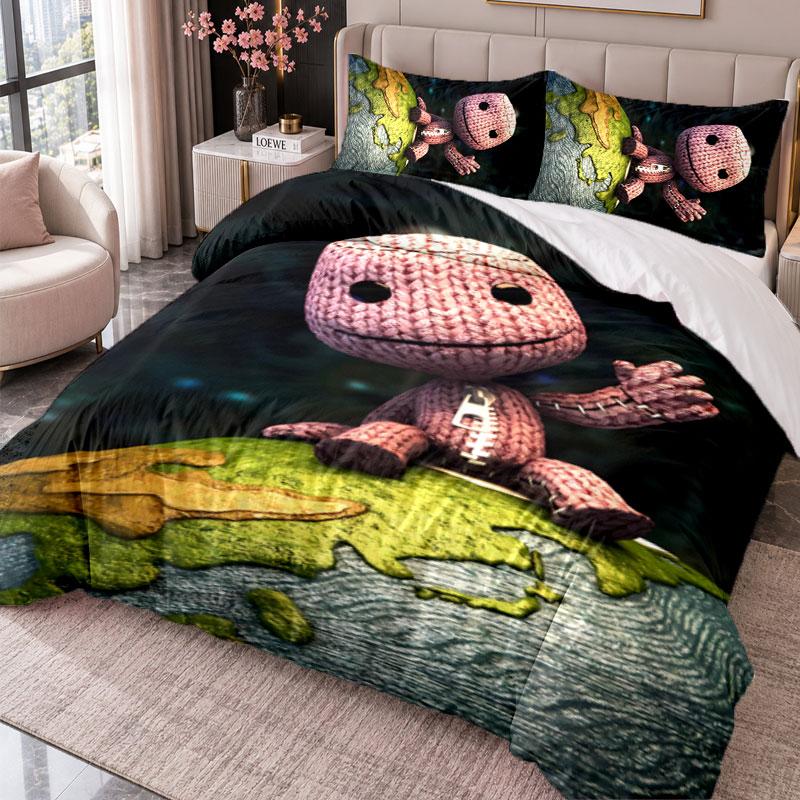Little Big Planet 3-teiliges Bettwäsche-Set Bettbezug mit zwei Kissenbezügen für Schlafzimmer Heimdekoration