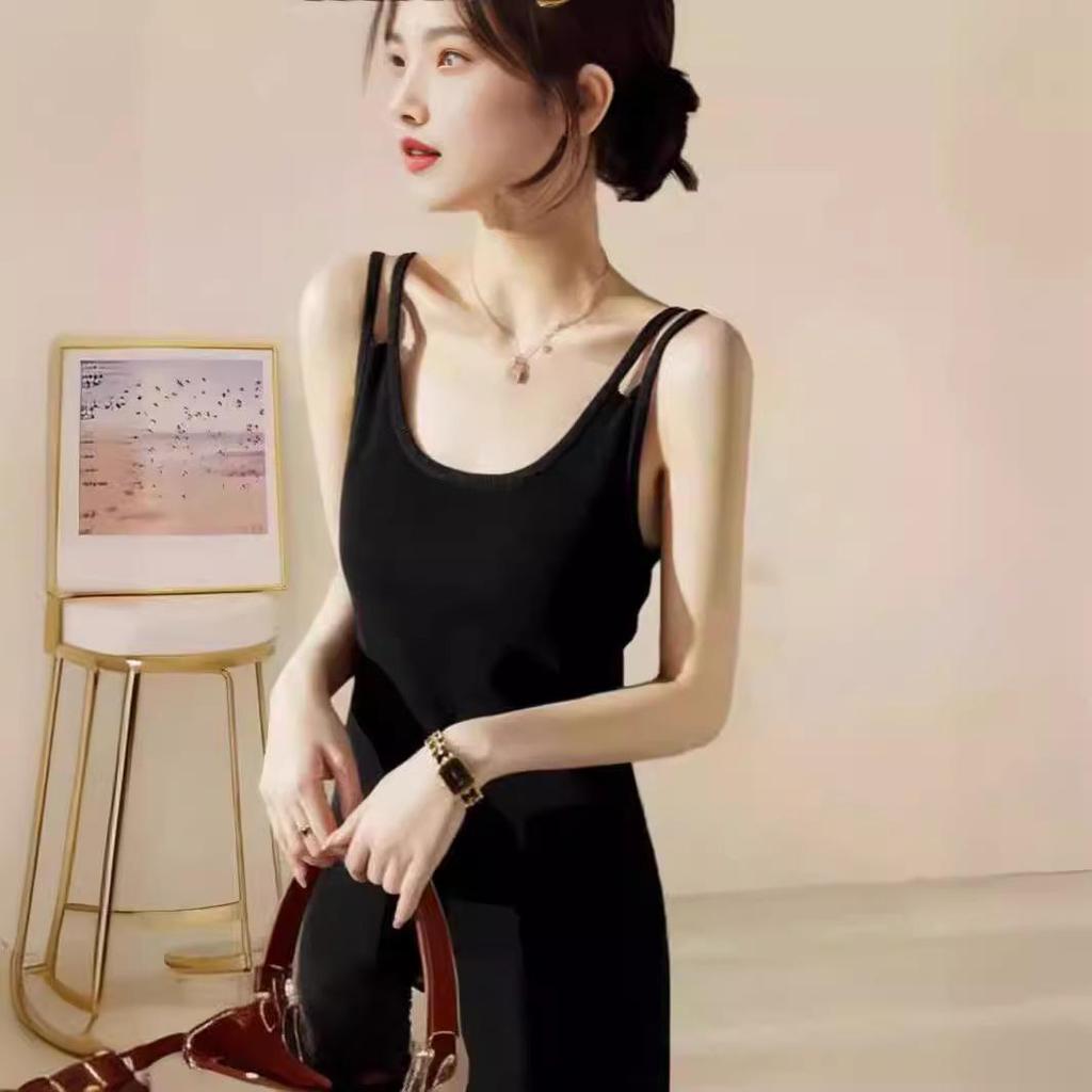 2024 Frühjahr/Sommer Damen-Hosenträgerrock mit doppelten Schultern – Vielseitiges Temperament-Göttinnenkleid