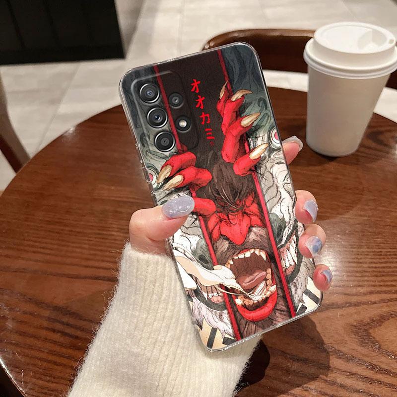Japanese Art Samurai Ninja Clear Phone Case For Samsung Galaxy A56 A57 A37 A55 A54 A36 A35 A26 A25 A16 A17 A07 A52 A34 A73 Cover
